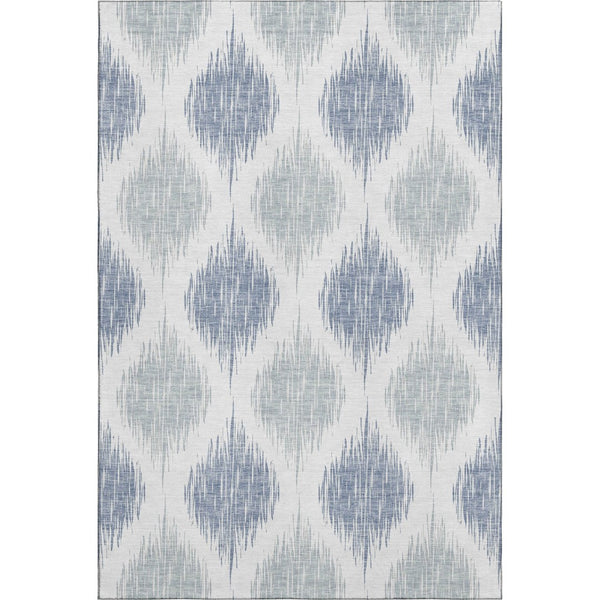 HomeRoots 10' X 14' Ikat Area Rug in Sky Blue & Ivory - Washable, UV-Protected & Perfect for Modern Spaces! 667503