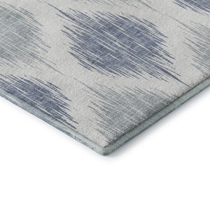 HomeRoots 10' X 14' Ikat Area Rug in Sky Blue & Ivory - Washable, UV-Protected & Perfect for Modern Spaces! 667503