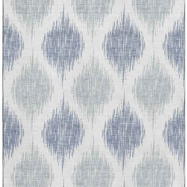 HomeRoots 10' X 14' Ikat Area Rug in Sky Blue & Ivory - Washable, UV-Protected & Perfect for Modern Spaces! 667503