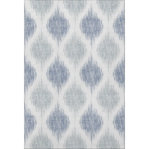 HomeRoots 10' X 14' Ikat Area Rug in Sky Blue & Ivory - Washable, UV-Protected & Perfect for Modern Spaces! 667503