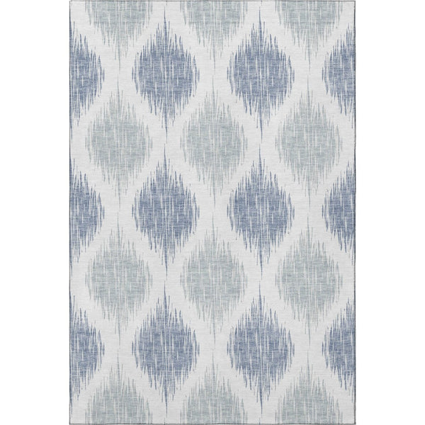HomeRoots 10' X 14' Ikat Area Rug in Sky Blue & Ivory - Washable, UV-Protected & Perfect for Modern Spaces! 667503