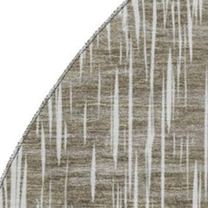 HomeRoots 8' Taupe and Ivory Ikat Round Rug – Washable, UV Protected, Stain Resistant for Active Homes & Style 667506