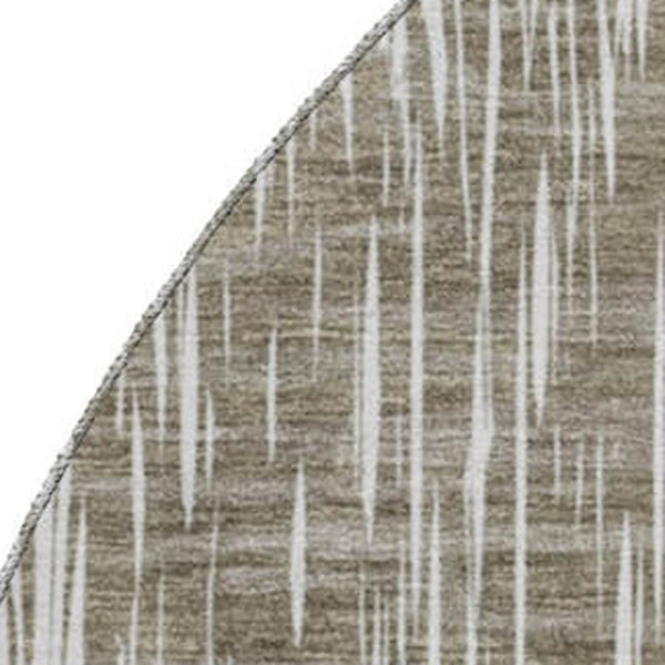 HomeRoots 8' Taupe and Ivory Ikat Round Rug – Washable, UV Protected, Stain Resistant for Active Homes & Style 667506