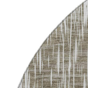 HomeRoots 8' Taupe and Ivory Ikat Round Rug – Washable, UV Protected, Stain Resistant for Active Homes & Style 667506