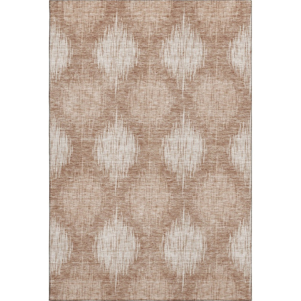 HomeRoots 8' X 10' Coral & Ivory Ikat Area Rug - Stain-Resistant, UV Protected, Easy-Care for Homes & Kids 667519