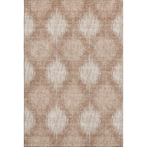 HomeRoots 8' X 10' Coral & Ivory Ikat Area Rug - Stain-Resistant, UV Protected, Easy-Care for Homes & Kids 667519