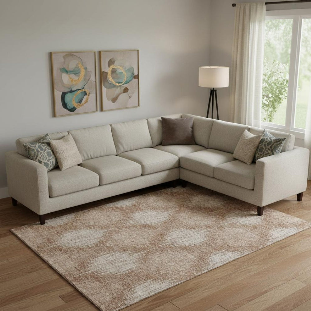 HomeRoots 8' X 10' Coral & Ivory Ikat Area Rug - Stain-Resistant, UV Protected, Easy-Care for Homes & Kids 667519