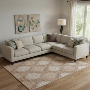 HomeRoots 8' X 10' Coral & Ivory Ikat Area Rug - Stain-Resistant, UV Protected, Easy-Care for Homes & Kids 667519