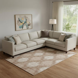 HomeRoots 9' X 12' Coral & Ivory Ikat Area Rug - Washable, UV Protected, Stylish, Durable for Homes & Patios 667520