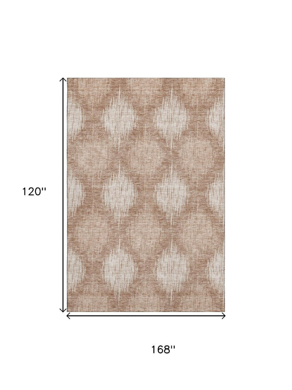 HomeRoots 10' X 14' Coral Ikat Area Rug - Washable, UV Protected, Stain Resistant for Family-Friendly Spaces 667521