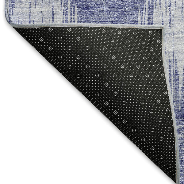 HomeRoots 5' X 8' Denim Blue And Ivory Ikat Area Rug – Washable, Stain-Resistant, UV Protected for Stylish Living 667523