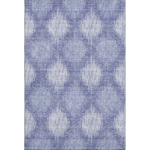 HomeRoots 8' X 10' Ikat Area Rug in Denim Blue & Ivory - Washable, UV-Protected, Durable & Stylish Design 667525