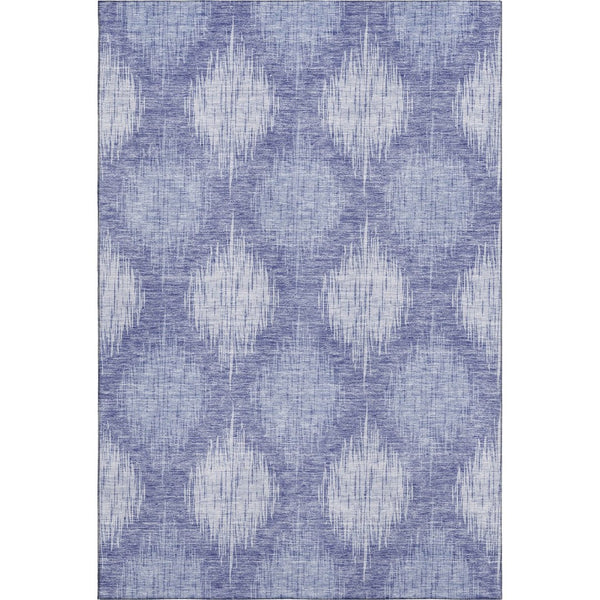 HomeRoots 8' X 10' Ikat Area Rug in Denim Blue & Ivory - Washable, UV-Protected, Durable & Stylish Design 667525