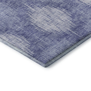 HomeRoots 8' X 10' Ikat Area Rug in Denim Blue & Ivory - Washable, UV-Protected, Durable & Stylish Design 667525