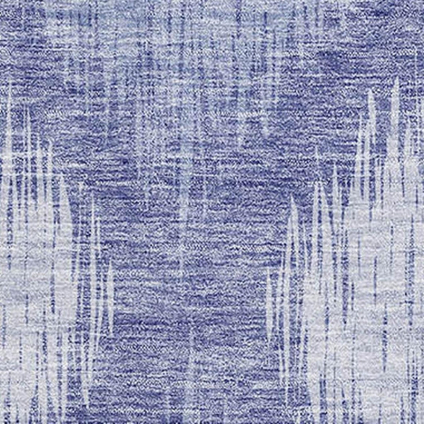 HomeRoots 9' X 12' Denim Blue & Ivory Ikat Washable Area Rug with UV Protection for Modern Living Spaces 667526
