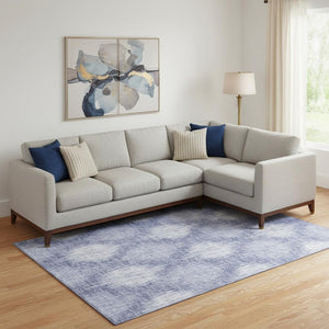 HomeRoots 10' X 14' Denim Blue & Ivory Ikat Washable Area Rug - Stylish, Stain Resistant, UV Protected & Durable 667527