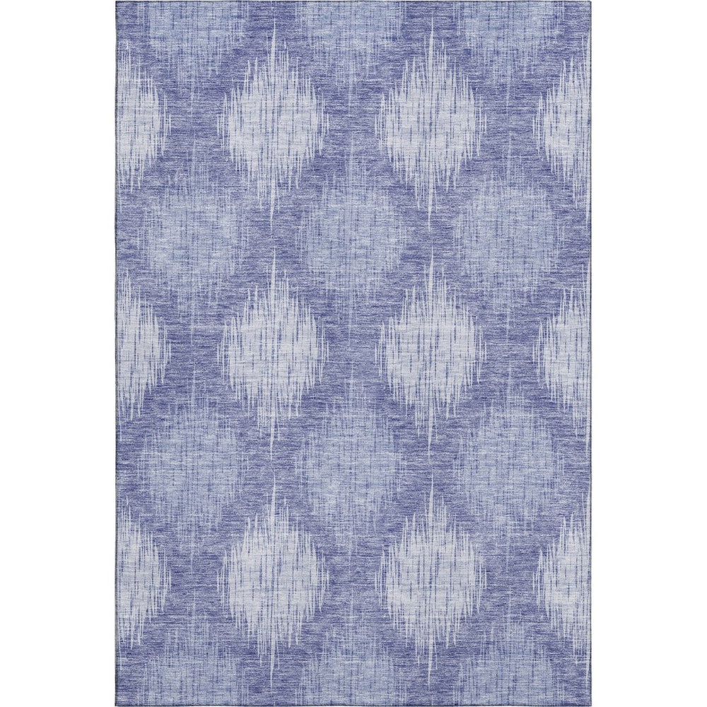 HomeRoots 10' X 14' Denim Blue & Ivory Ikat Washable Area Rug - Stylish, Stain Resistant, UV Protected & Durable 667527