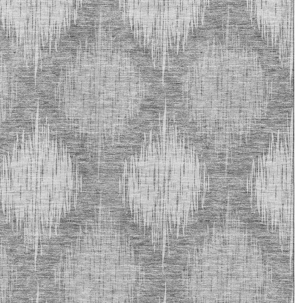 HomeRoots 5' X 8' Gray And Silver Ikat Area Rug - Stylish, Washable, UV-Protected, Stain-Resistant Design! 667529