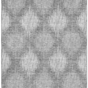 HomeRoots 5' X 8' Gray And Silver Ikat Area Rug - Stylish, Washable, UV-Protected, Stain-Resistant Design! 667529