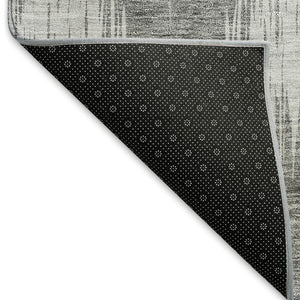HomeRoots 8' Gray And Silver Ikat Washable Round Rug - Durable, Stain-Resistant, UV Protected for Family Homes 667530