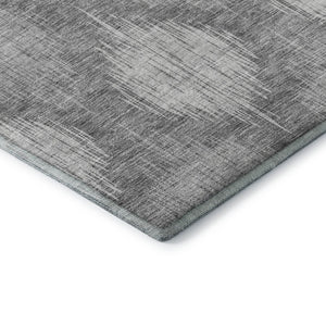 HomeRoots 8' X 10' Gray And Silver Ikat Area Rug - Stylish, Washable, UV-Resistant for High-Traffic Spaces 667531