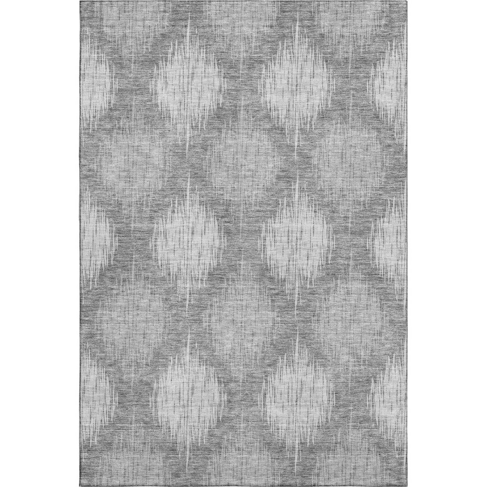HomeRoots 9' X 12' Gray Ikat Washable Area Rug with UV Protection - Stylish, Durable & Easy Care for Modern Homes 667532