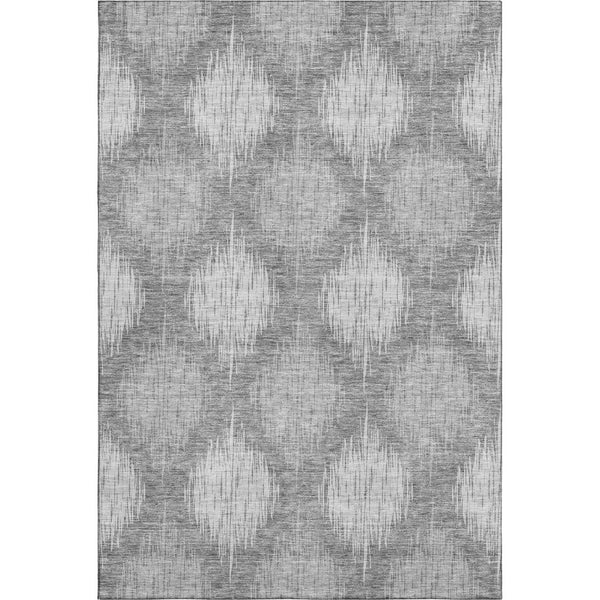 HomeRoots 10' X 14' Gray and Silver Ikat Area Rug - Stylish, Washable, UV Protected for High-Traffic Spaces! 667533