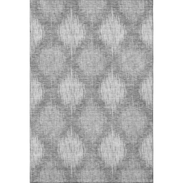 HomeRoots 10' X 14' Gray and Silver Ikat Area Rug - Stylish, Washable, UV Protected for High-Traffic Spaces! 667533