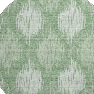 HomeRoots 8' Washable Mint Green Ikat Round Rug with UV Protection – Stylish, Durable, and Easy Care for Homes 667536