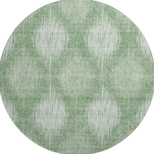 HomeRoots 8' Washable Mint Green Ikat Round Rug with UV Protection – Stylish, Durable, and Easy Care for Homes 667536