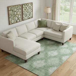 HomeRoots 8' X 10' Mint Green Ikat Area Rug – Washable, UV-Protected, Stain-Resistant for Stylish Living Spaces 667537