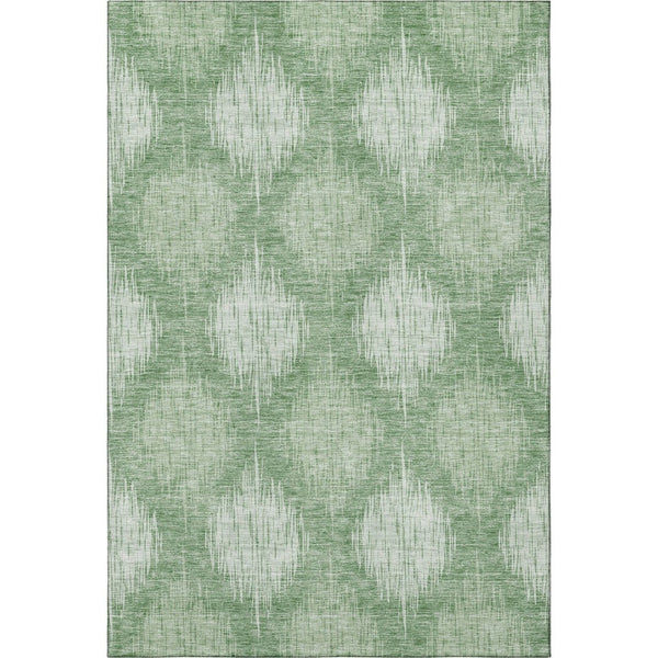HomeRoots 8' X 10' Mint Green Ikat Area Rug – Washable, UV-Protected, Stain-Resistant for Stylish Living Spaces 667537