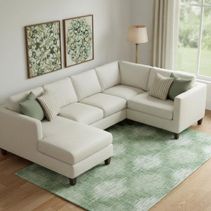 HomeRoots 10' X 14' Mint Green Ikat Area Rug - Washable, UV Protected & Stain Resistant for Modern Spaces 667539