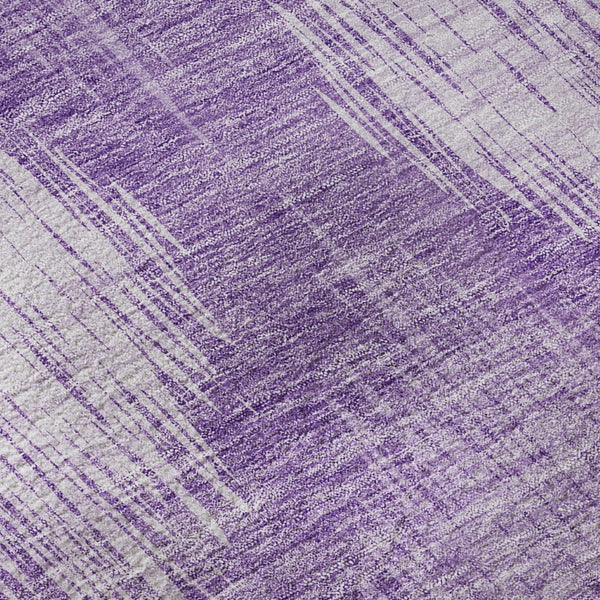 HomeRoots 5' X 8' Plum And Ivory Ikat Area Rug – Durable, Washable, UV Protected for Family & Outdoor Spaces 667541