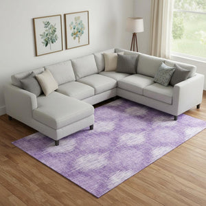 HomeRoots 8' X 10' Plum and Ivory Ikat Area Rug - UV Protected, Stain Resistant, Kid & Pet Friendly Design! 667543