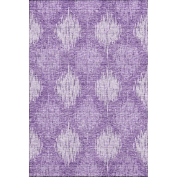 HomeRoots 10' X 14' Washable Plum and Ivory Ikat Area Rug - UV Protected, Stylish, Durable for Family Spaces 667545