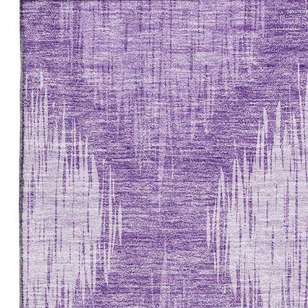 HomeRoots 10' X 14' Washable Plum and Ivory Ikat Area Rug - UV Protected, Stylish, Durable for Family Spaces 667545