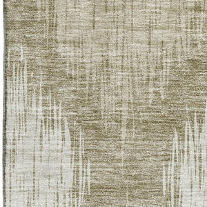 HomeRoots 8' X 10' Taupe and Ivory Ikat Area Rug - Washable, UV-Protected, Stylish & Durable for High-Traffic Areas 667549