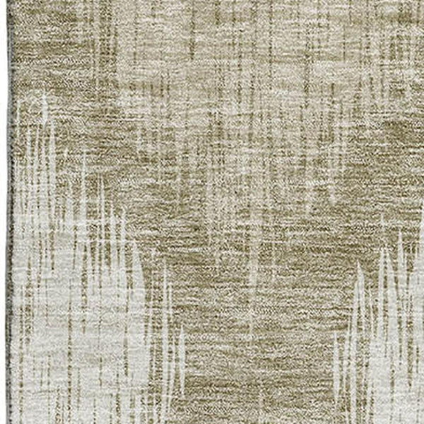HomeRoots 8' X 10' Taupe and Ivory Ikat Area Rug - Washable, UV-Protected, Stylish & Durable for High-Traffic Areas 667549
