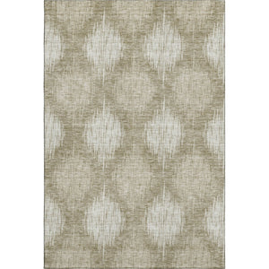 HomeRoots 9' X 12' Taupe & Ivory Ikat Area Rug - Washable, UV Protected, Durable for Modern Living Spaces 667550