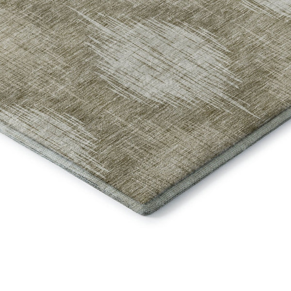 HomeRoots 9' X 12' Taupe & Ivory Ikat Area Rug - Washable, UV Protected, Durable for Modern Living Spaces 667550