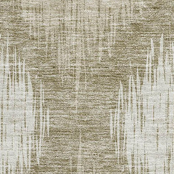 HomeRoots 9' X 12' Taupe & Ivory Ikat Area Rug - Washable, UV Protected, Durable for Modern Living Spaces 667550