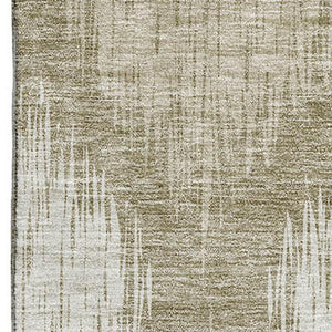 HomeRoots 10' X 14' Taupe Ikat Washable Area Rug - Stylish, Durable, UV-Protected for Family-Friendly Spaces 667551
