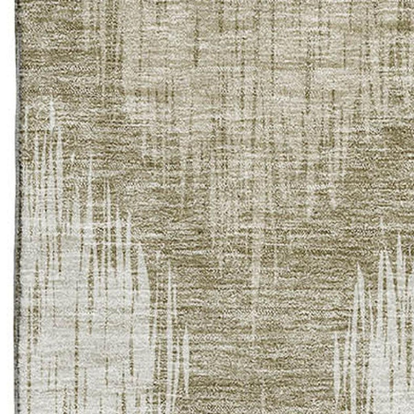 HomeRoots 10' X 14' Taupe Ikat Washable Area Rug - Stylish, Durable, UV-Protected for Family-Friendly Spaces 667551