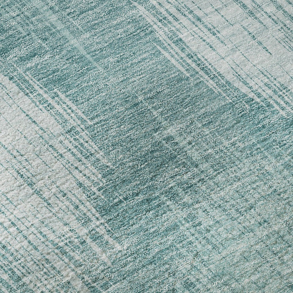 HomeRoots 5' X 8' Teal And Ivory Ikat Area Rug - Soft, Durable, Stain-Resistant with UV Protection for Homes 667553