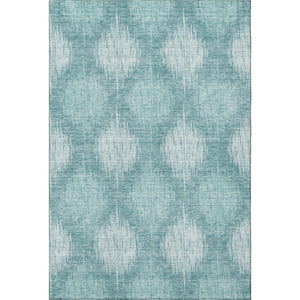 HomeRoots 8' X 10' Teal and Ivory Ikat Area Rug - Stylish, Washable, UV-Protected for Family-Friendly Homes 667555