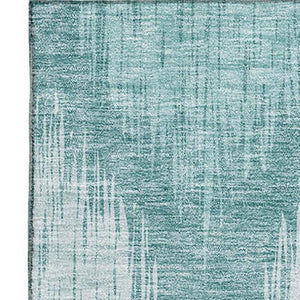 HomeRoots 9' X 12' Teal And Ivory Ikat Area Rug - Stylish, Washable, UV-Protected for Everyday Family Living 667556