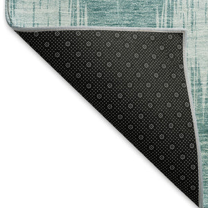 HomeRoots 10' X 14' Teal & Ivory Ikat Area Rug - Washable, UV-Protected, Stylish & Stain-Resistant Design! 667557