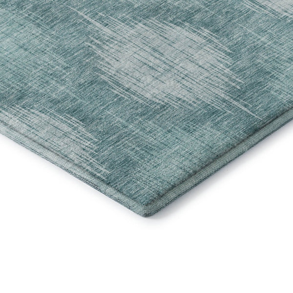 HomeRoots 10' X 14' Teal & Ivory Ikat Area Rug - Washable, UV-Protected, Stylish & Stain-Resistant Design! 667557