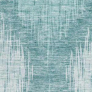 HomeRoots 10' X 14' Teal & Ivory Ikat Area Rug - Washable, UV-Protected, Stylish & Stain-Resistant Design! 667557